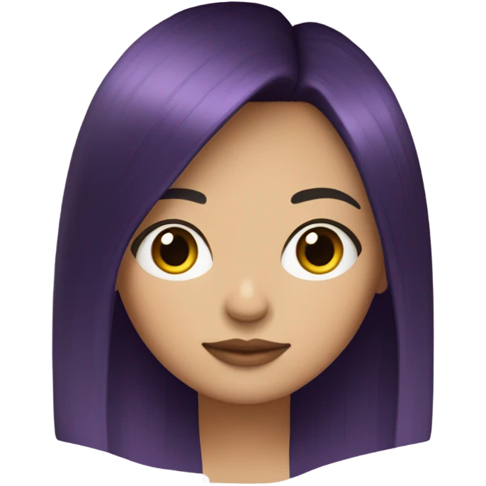 half mexican half white girl with dark violet hair with curtain bangs emoji