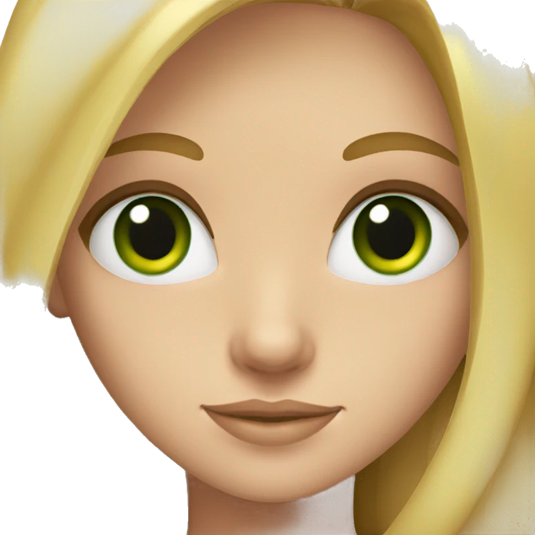girl with long blonde hair and, green eyes  emoji