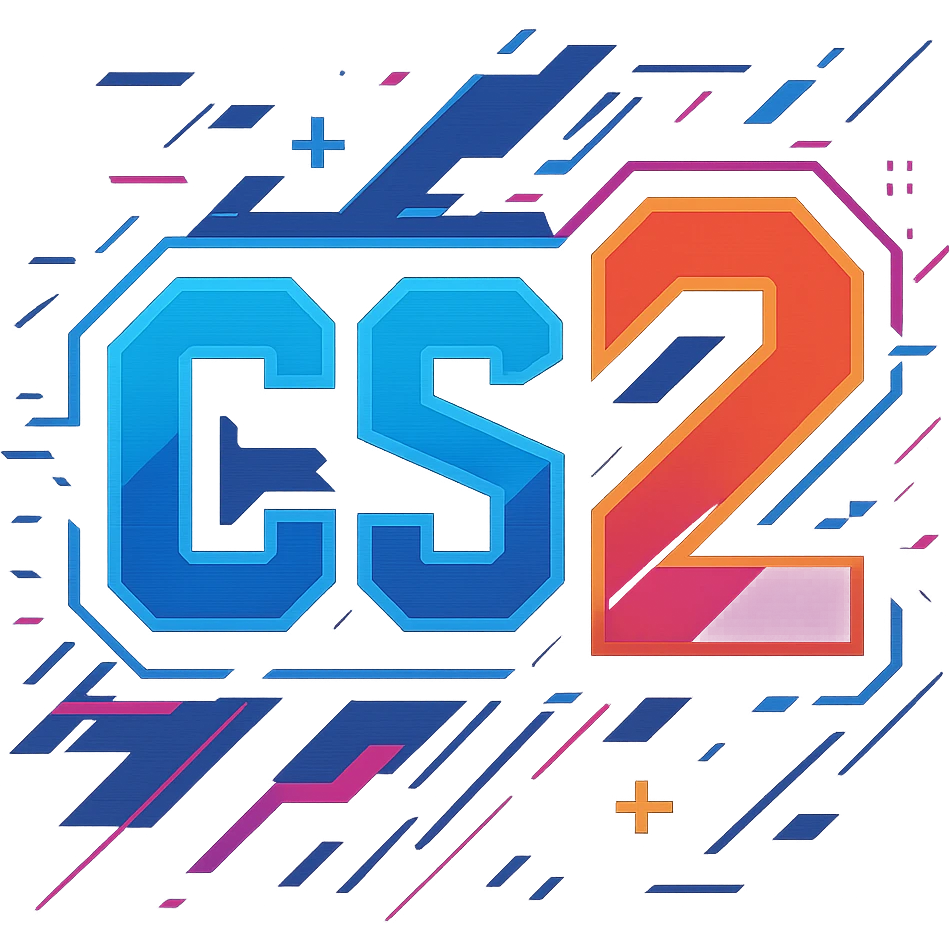 CS2 logo in a futuristic style, sharp lines and digital effects, emphasizing the '2' in the design, suitable for a competitive gaming team emoji