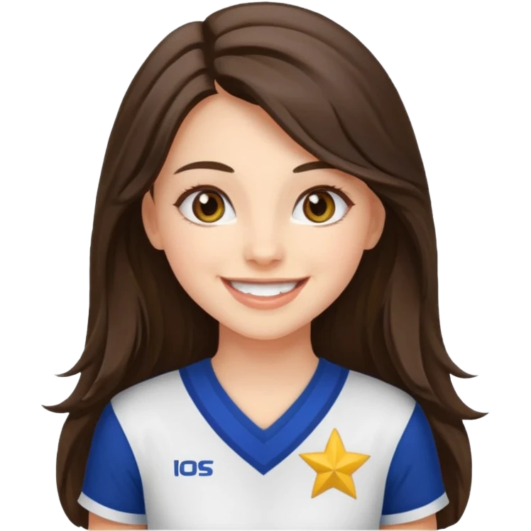 happy long haired brunette girl hazel eyes cheerleader emoji