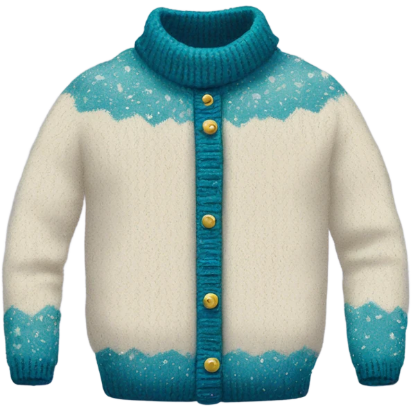 Knit sweater with winter glittery design emoji