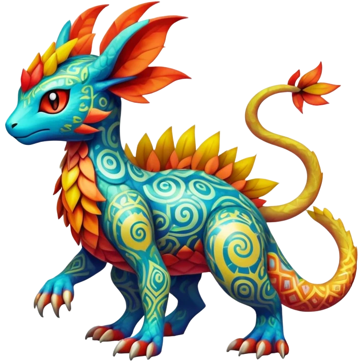 Elemental Exotic Colorful Fantasy Pokémon-Fakémon-hybrid-creature (full body) emoji