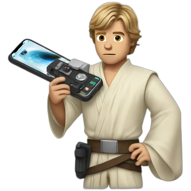 Luke skywalker holding iphone emoji