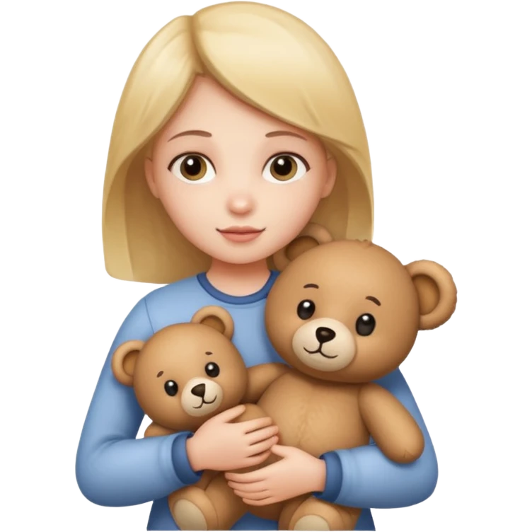 A girl with fair color and teddy bear in her hand emoji