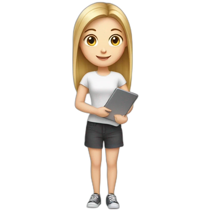 white girl holding tablet all body emoji