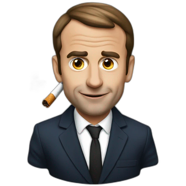 Emanuel macron avec un cigarette emoji