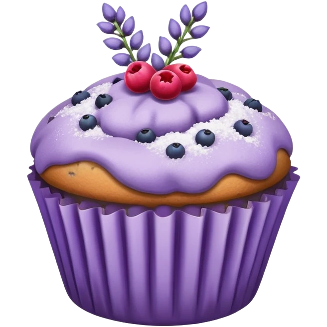Lavender flower muffin with berries emoji