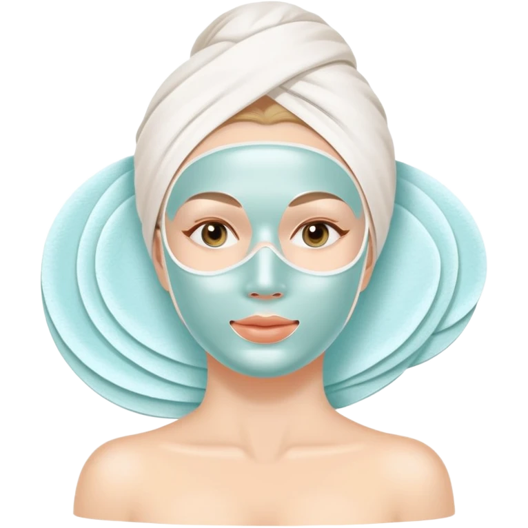 white Lady with cream face mask spa beauty full face relaxing emoji