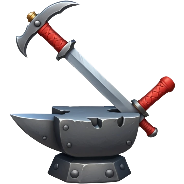 red-hot sword being forged on anvil with hammer emoji