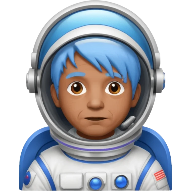 old man, brown skin astronaut with blue hair emoji