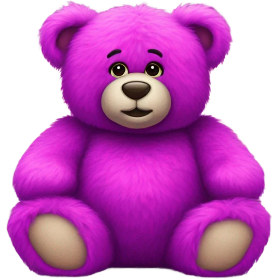 Realistic isolated big really fluffy hot pink and royal purple fuzzy full length Valentines Day stuffed Teddy Bear. emoji