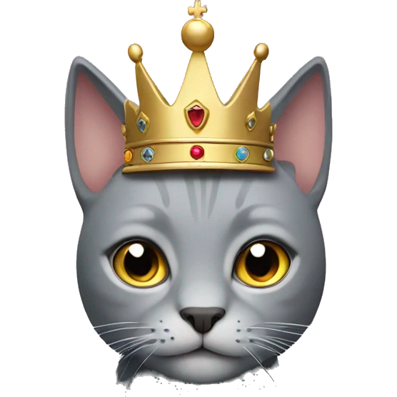 Grey cat with crown  emoji