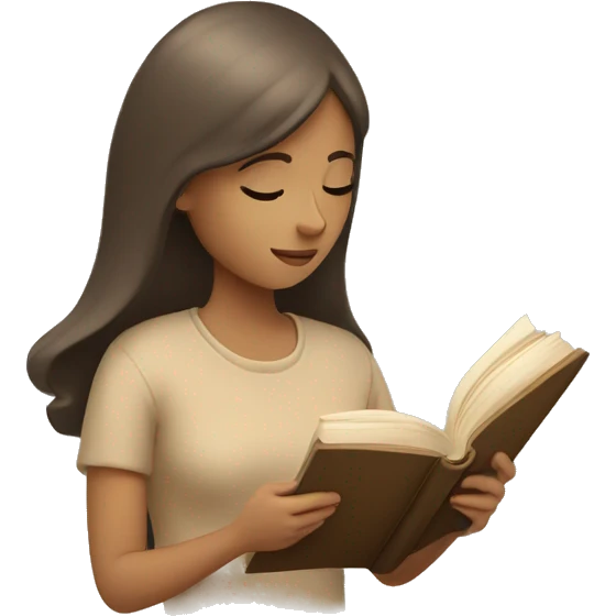 Girl reading a book. In beige tones  emoji