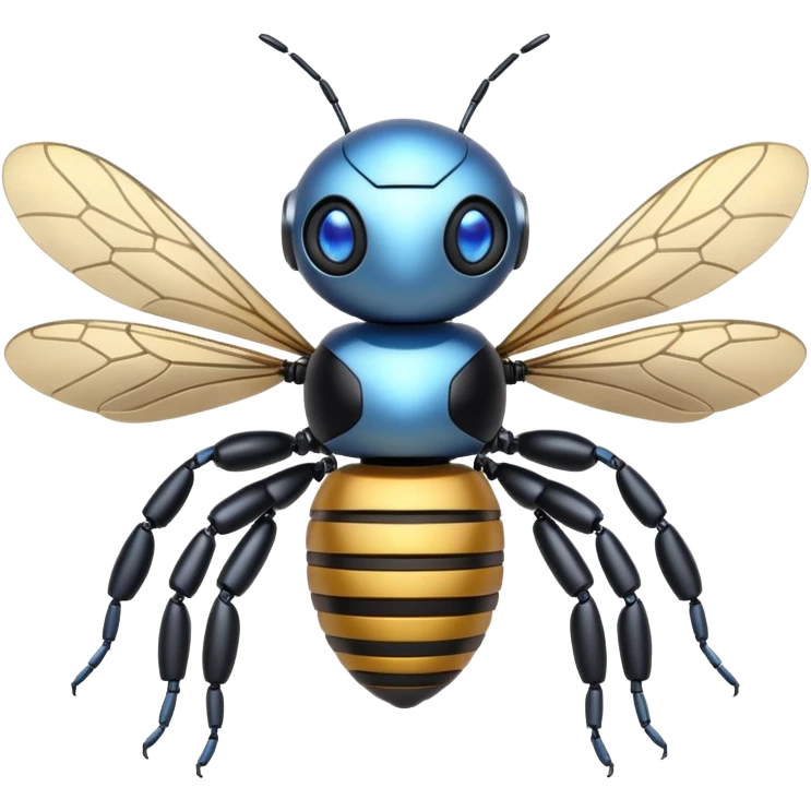 robot bee with glowing eyes emoji