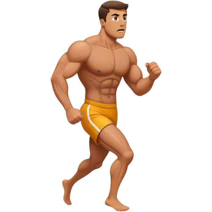 a muscular man afraid and running from his wife emoji