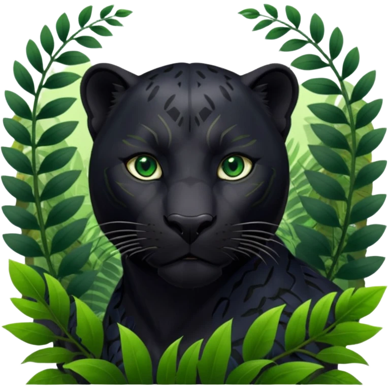 A black panther in a jungle emoji