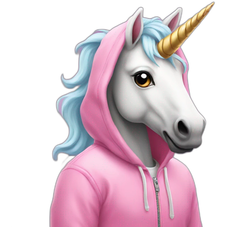 An unicorn in a pink hoodie  emoji