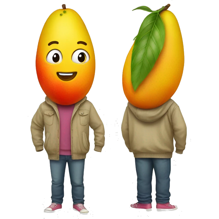 Mango with face and clothes on emoji