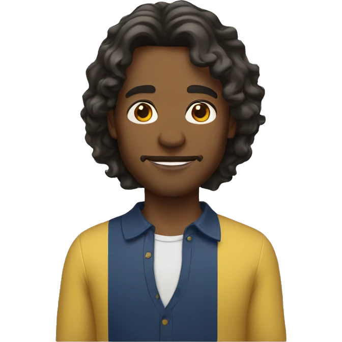 half English and half Jamaican man with shoulder length wavy hair emoji