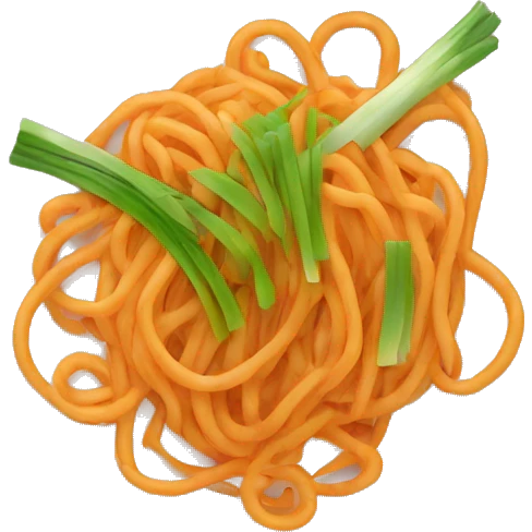 food emoji of orange noodles with spring onion emoji
