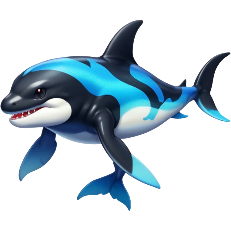 white blacks colorful gradient orca-colored orca-patterned shiny glossy Fakémon-Digimon-reptile-charizard-feraligatr-lizard-creature-hybrid (full body) emoji