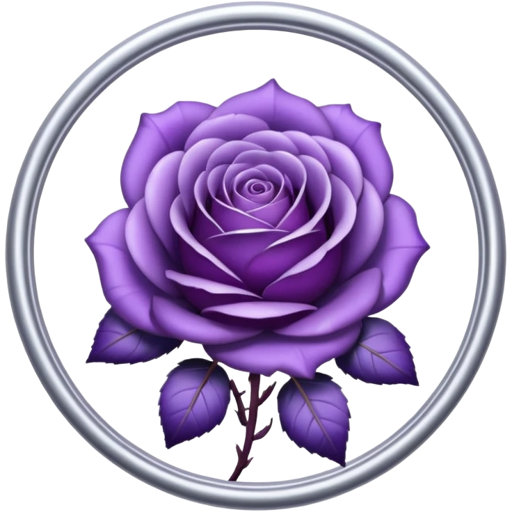 Purple shadow rose silver circle plaque emoji