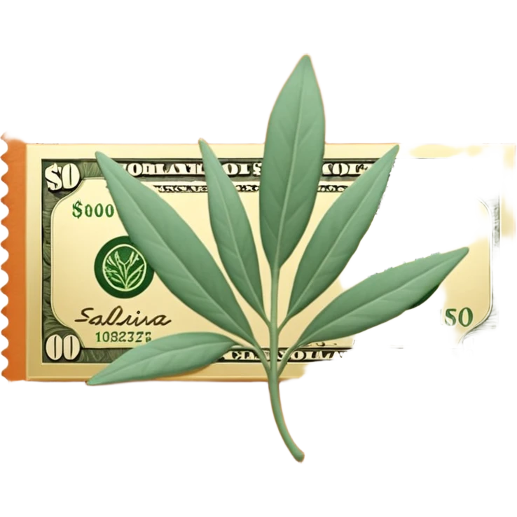 Una miniatura fotorrealista de un billete de cien dólares enrollado elegantemente con un hilo de oro brillante y un pequeño acento de hoja de salvia. Fondo terracota. Estilo: lujo financiero y orgánico emoji