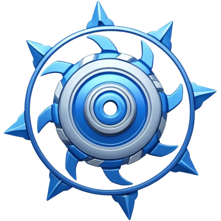 A blue Beyblade with 3 pointed blades like Victory Valtryek emoji