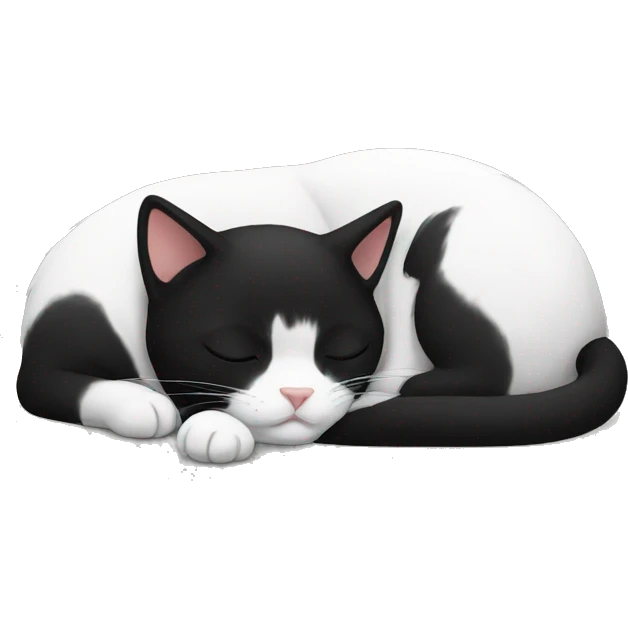 black and white cat sleeping  emoji