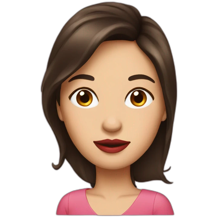 Brunette lady with kiss emoji