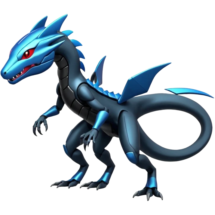 Shiny Cool Futuristic Smooth Salandit-Lombax-Sergal-Cyclizar-Genesect-Pokémon, full body emoji