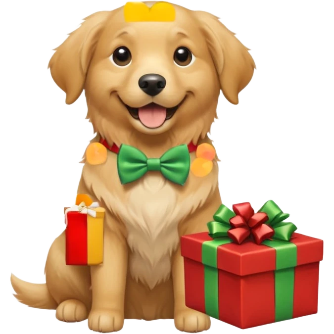 Father's day dog holding presents emoji