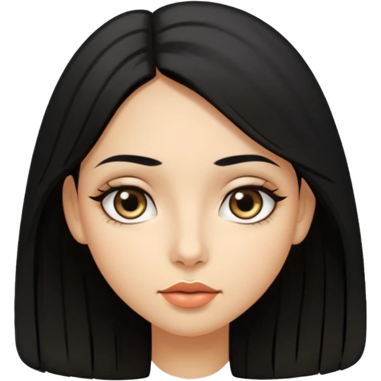 girl with medium long hair black hair black eyes almond olive skin stone small lips emoji