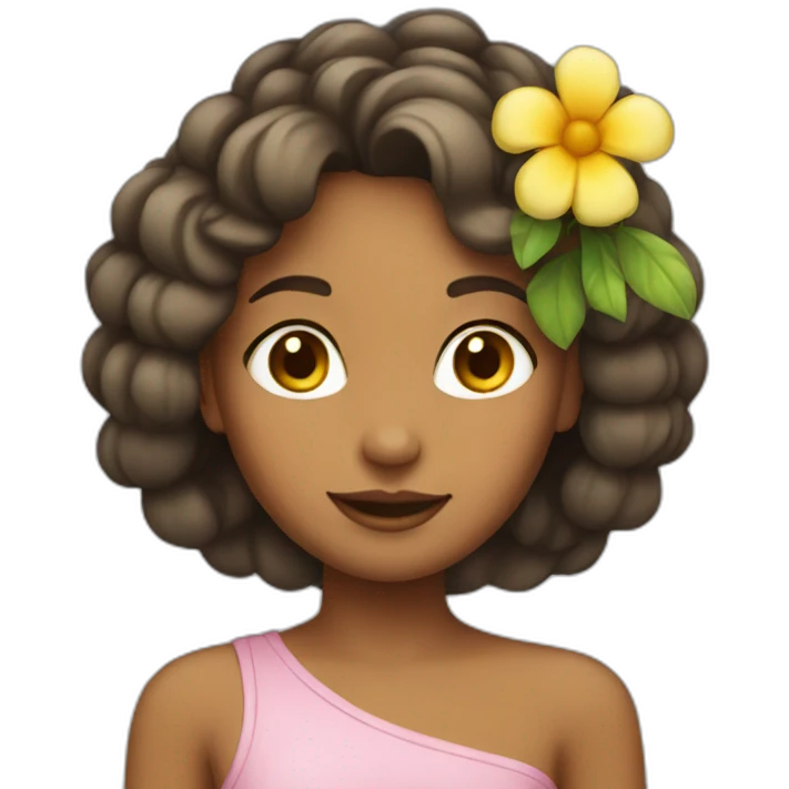 girl with flower head slightly tan emoji