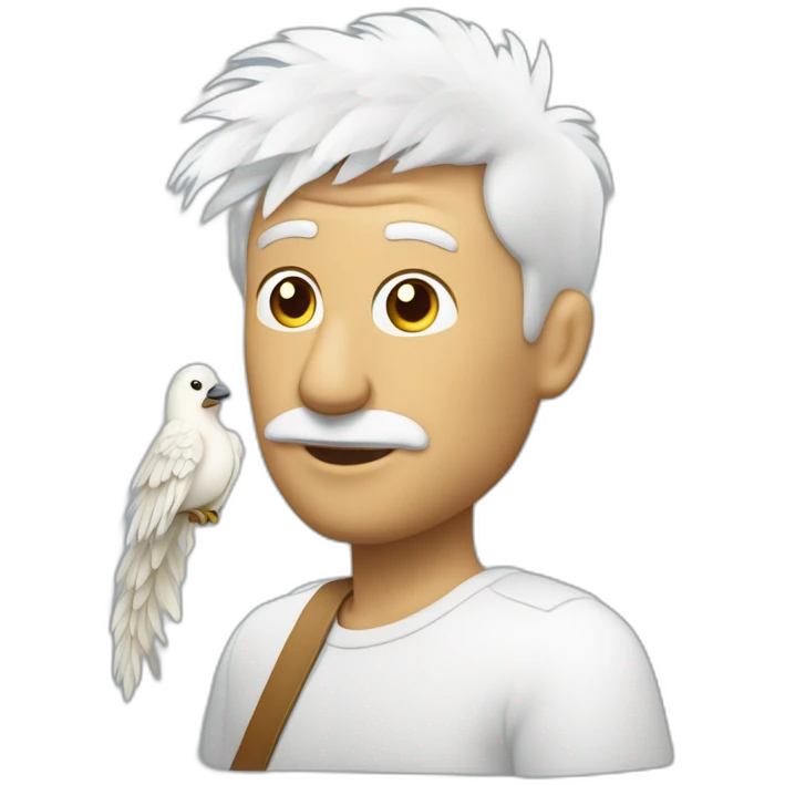 Un homme mi-humain mi-oiseau a plumes blanches  emoji