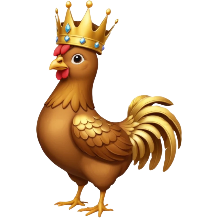 chicken King, standing, with crown emoji