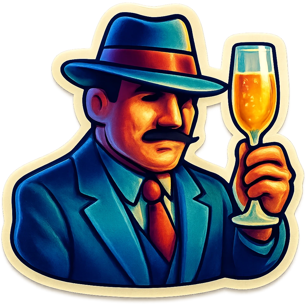 A sticker of a gangster with a glass of champagne emoji
