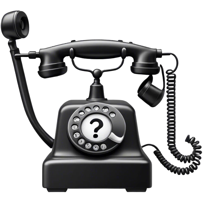 An old phone with a question mark next to it emoji