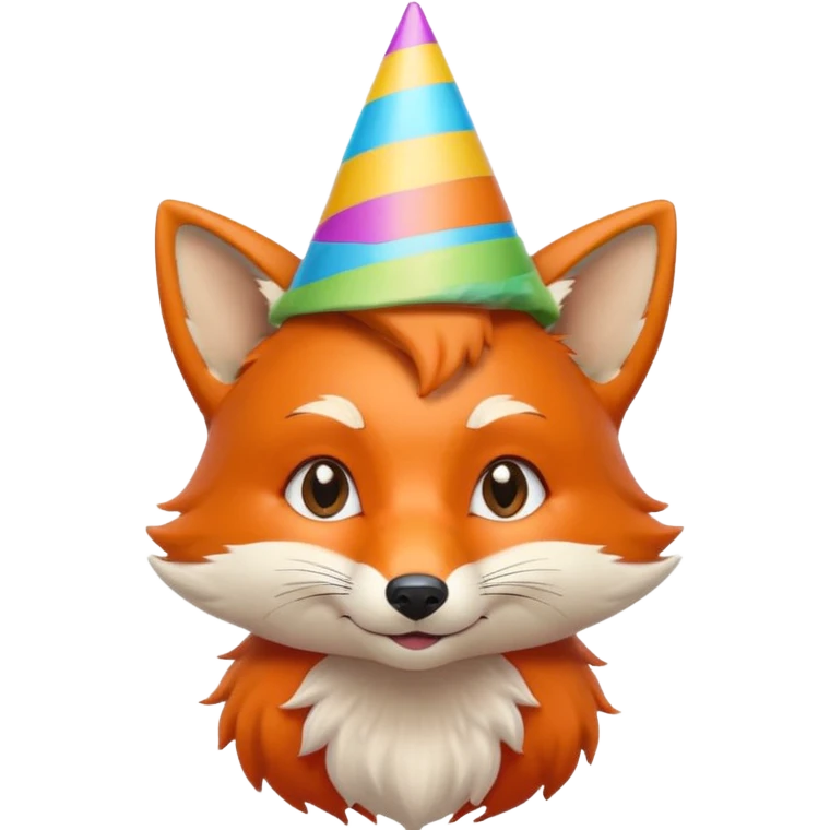 cute fox wearing a party hat, portrait, bust up emoji
