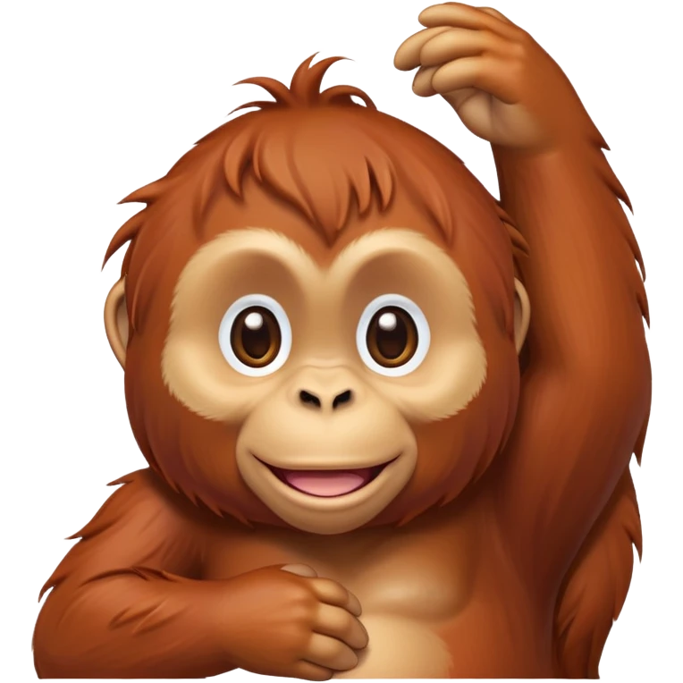 cinematic-realistic-orangutan-baby-portrait-emoji,-head-tilted-playfully-and-inquisitively,-with-a-gentle,-expressive-face-accented-by-soft,-flowing-fur-and-round,-sparkling-eyes-brimming-with-warmth,-simplified-yet-irresistibly-adorable-feature emoji