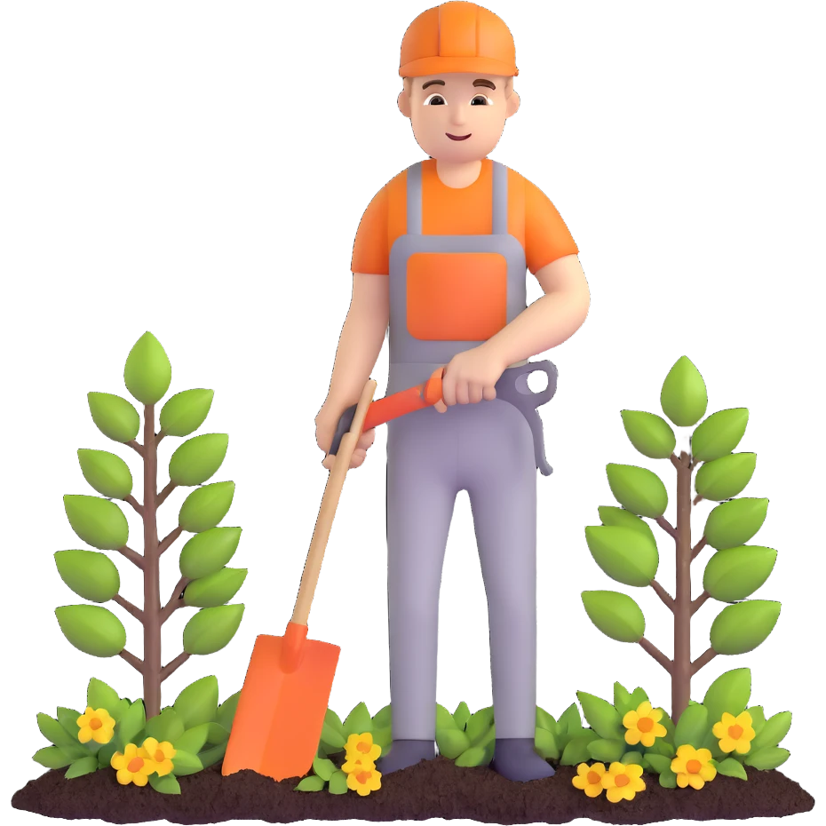 diligent young white male gardener cutting branches emoji