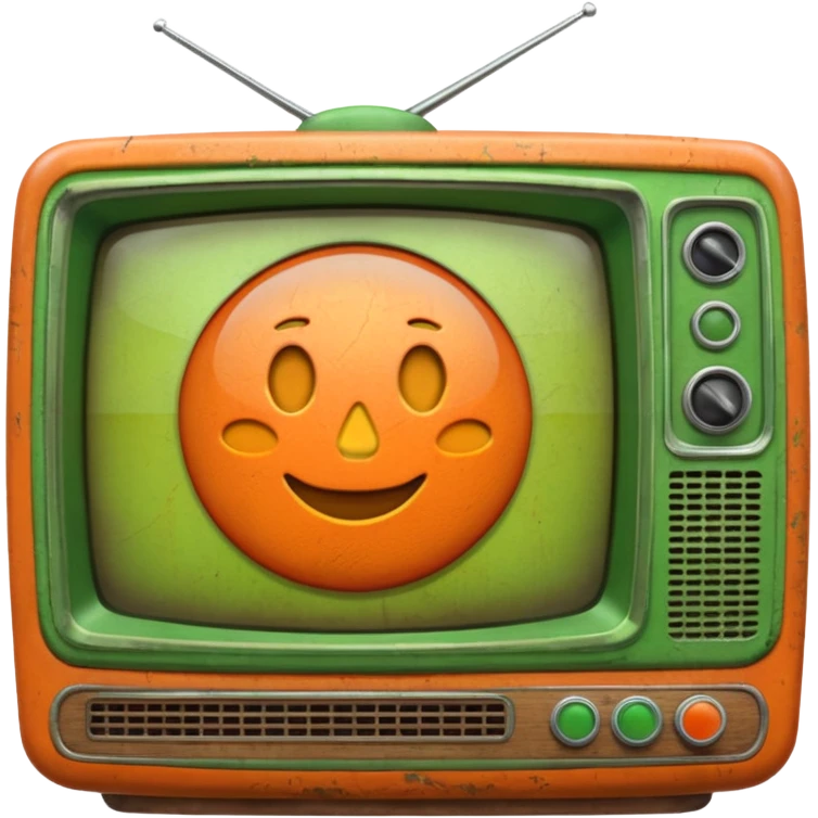 ancienne telévision orange et verte emoji