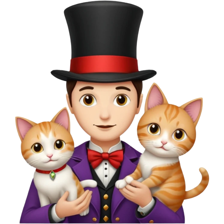 magician couple and their pet cat emoji
