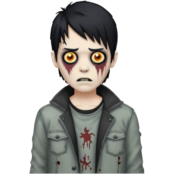 Make a zombie boy with black mullet emo hair  emoji