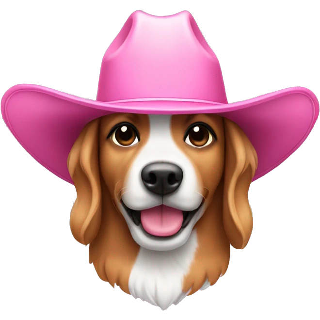 Dog wearing a pink cowgirl hat emoji