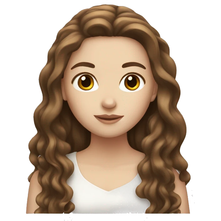 White girl with long brown hair emoji