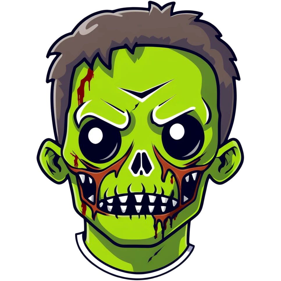 zombie cartoon face with white outline emoji