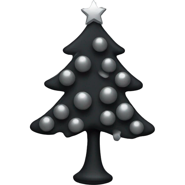 Black Christmas tree with grey lights and grey ornaments  emoji