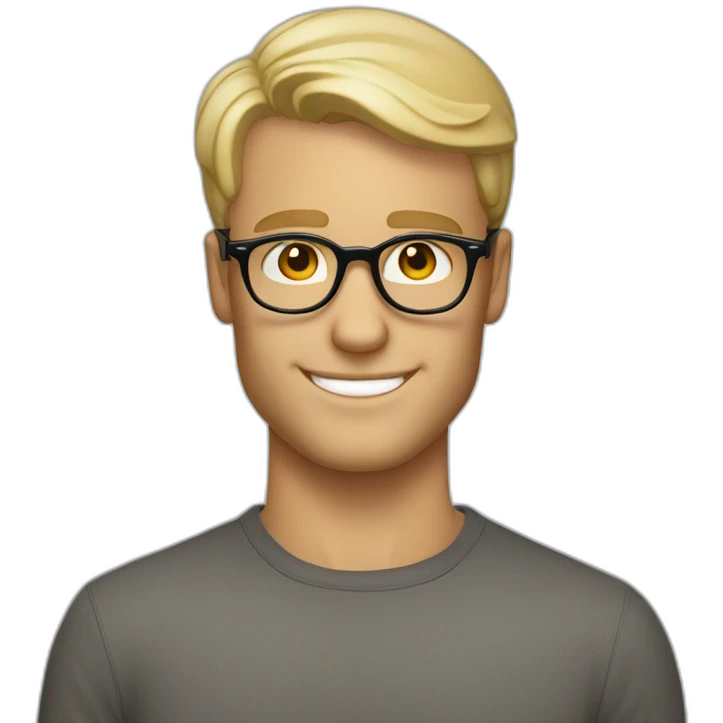 Handsome Flirty blond man with short hair and persol glasses winky face emoji