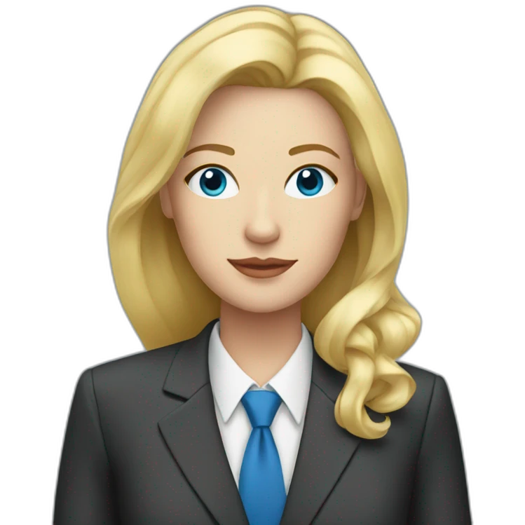 Blond woman with blue eye with suits emoji
